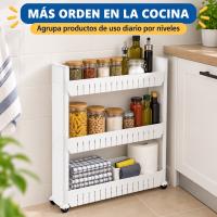 Carrito Auxiliar Estrecho con Ruedas, Estantería Organizadora Blanca de 2, 3 o 4 Niveles, Carro de Almacenamiento para Huecos y Rincones en Cocina, Mueble Auxiliar Cocina, Organizador Cocina, Almacenamiento y Accesorios para Cocina, Muebles de Cocina - details 6
