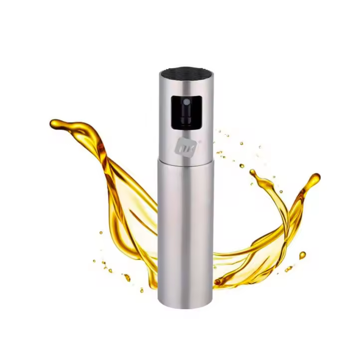 NK Pulverizador de Aceite 100ml Spray Aceite para Cocina - Difusor Vaporizador de Aceite, Vinagre etc para Ensaladas, Pasta, Barbacoa, AirFryer (Acero Inoxidable) Estándar LFGB Contacto con Alimentos - 1