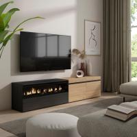 Skraut Home, Mueble de Televisión en melamina de alta calidad con 3 puertas, 203x35x45cm, Fuego led efecto 3d - details 0