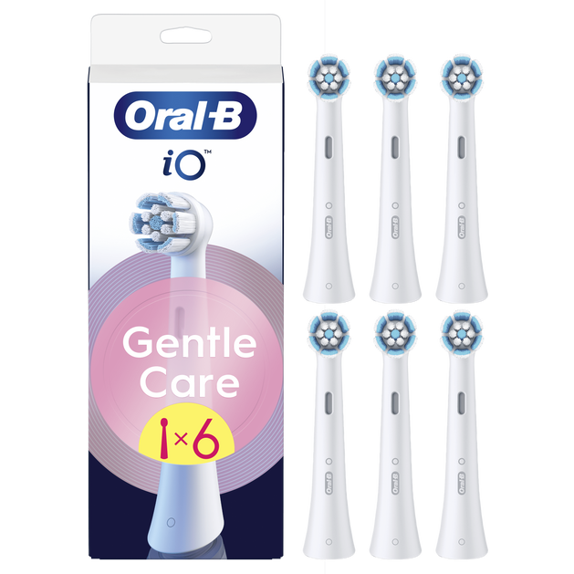 Oral-B iO Gentle Care cabezal de recambio para cepillo de dientes eléctrico blanco Pack de 4 y 6 unidades, Producto Europeo con Garantía Oficial.