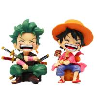 Figura De Anime 13cm One Piece Monkey D Luffy Roronoa Zoro Juguete Kawaii Q Figural Nendoroid Decoración De Coche PVC Regalo - details 1