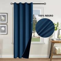 Cortinas De Blackout 100% En Color Sólido Para Protección Solar Y Aislamiento Total Para Dormitorio Y Sala De Estar - details 10