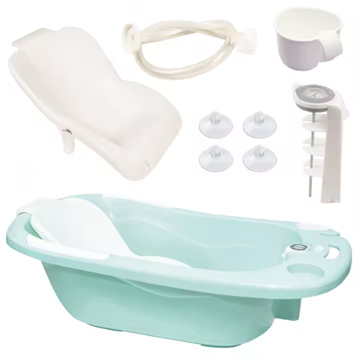 Olmitos - Cubeta Bañera para Bebé | Incluye Reductor Antideslizante y Termómetro de Agua, válvula de vaciado y cacito para agua | Desde 0+ Meses - 1