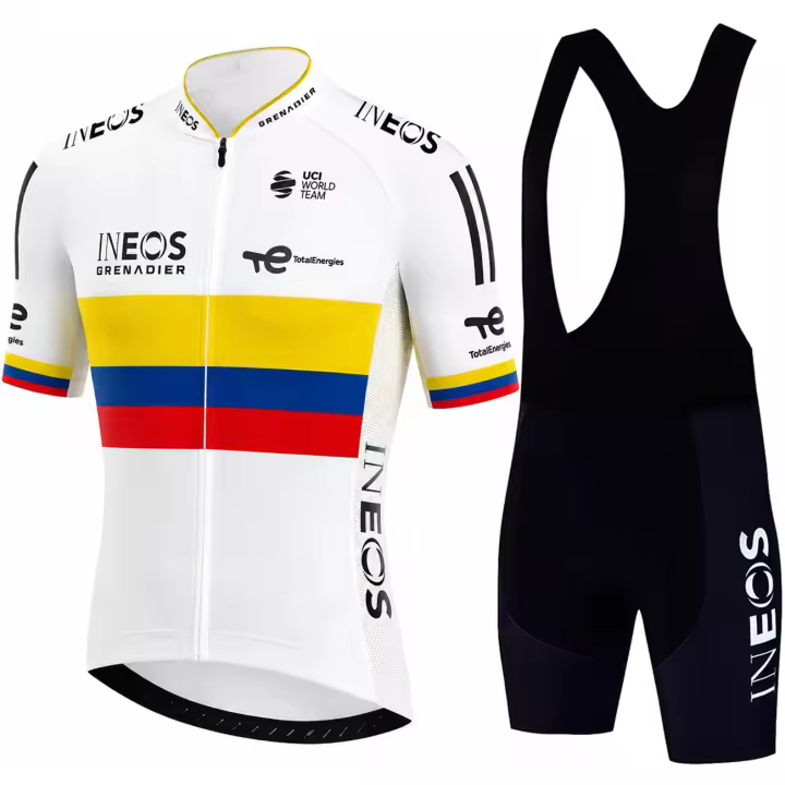 Conjunto De Ropa De Ciclismo Para Hombres INEOS Shorts Y Camiseta Con Almohadilla De GEL Transpirable Conjunto De Uniforme De Ciclismo Para Montaña Velo De Verano Con Cierre Completo Manga Corta - 1