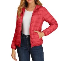 Chaqueta De Invierno Para Mujer Ligeramente Acolchada Con Capucha Cierre De Cremallera Impermeable Y Térmica Con Bolsillos Estilo Casual - details 1