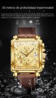 Reloj De Pulsera De Lujo Para Hombre OLEVS Cuadrado De Cuero Resistente Al Agua Luminoso Cronógrafo Marca Original Reloj - details 10