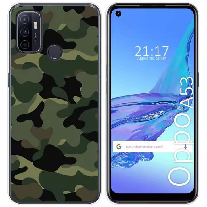 Tumundosmartphone Funda Gel Tpu para Oppo A53 / A53s diseño Camuflaje Dibujos - 1