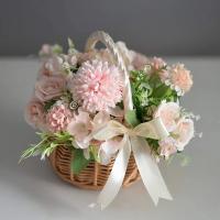 Cesta De Flores Tejida Antirratan Para Almacenamiento Hecha a Mano Cesta De Novia Con Flores Para Decoración De Hogar Y Bodas - details 4