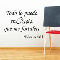 Pegatina De Pared Moderna 'Puedo Hacer Todo a Través De Cristo' Verso De La Biblia En Español Decoración Para El Hogar Resistente Al Agua Y Desmontable - details 1
