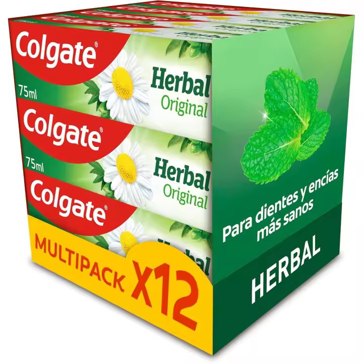COLGATE - Pasta de Dientes Colgate Herbal Pack de 12x75ml| Combina Ciencia del Cuidado bucal y Naturaleza | Ayuda a Mantener Dientes Fuertes | Ayuda a Mantener Encías Sanas | Sabor a Eucalipto Fresco - 1