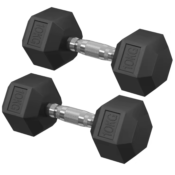 SONGMICS Juego de 2 Mancuernas Hexagonales, para Entrenamiento, Fortalecimiento, Levantamiento de Pesas en Casa, Gimnasio - 1
