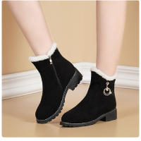 Botas De Invierno Para Mujer 2025 Con Forro De Peluche Faux Fur Botas De Nieve Con Cremallera Lateral Antideslizantes Y Talón Bajo Botas De Tobillo Termales - details 2