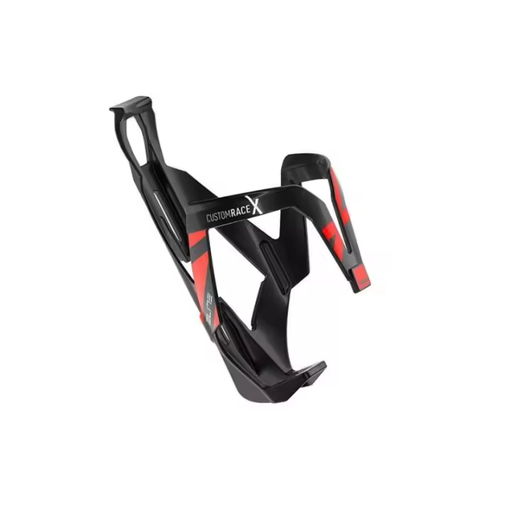 ELITE - Portabidón Custom Race X para ciclismo, ultra ligero (29 g), diámetro 74 mm, con inserto de elastómero ajustable y fibra de vidrio reforzada, negro brillo con detalles rojos - 1