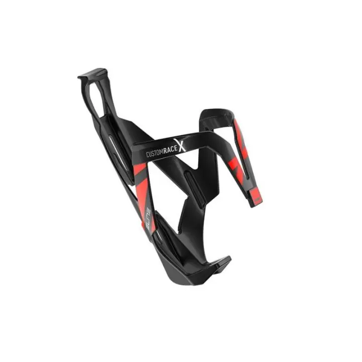 ELITE - Portabidón Custom Race X para ciclismo, ultra ligero (29 g), diámetro 74 mm, con inserto de elastómero ajustable y fibra de vidrio reforzada, negro brillo con detalles rojos - 1