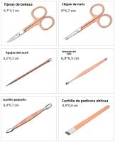 Nuevo Set De Tijeras Para Uñas En Rosa Oro Y Negro Herramientas De Belleza Para Pedicura Kit De Cuidado De Uñas De Acero Inoxidable - details 8