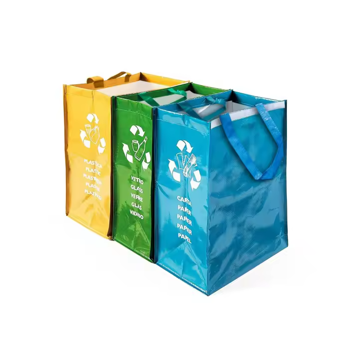 Mediawave Store Borse colorate 004620 per raccolta differenziata SET 3 Pz autoportanti armadio - 1