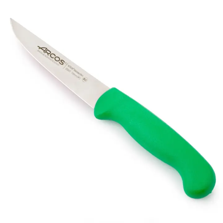 Arcos Cuchillo de Verduras Acero Inoxidable NITRUM 100 mm - Ideal para Pelar y Cortar Frutas y Verduras - Mango Polipropileno Amarillo - Serie 2900 - 1