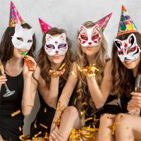Mascarillas De Gato Blanco En Blanco Para DIY 10-50PCS Con Correas Para Halloween Cosplay Fiesta De Disfraz Animal Mitad De Rostro - details 3