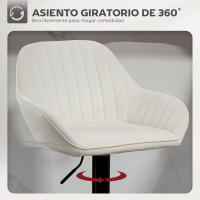 HOMCOM Juego de 2 Taburetes de Bar Giratorios, Taburetes Altos de Cocina con Altura Ajustable 87-107 cm, Sillas Altas de Cocina, Tapizada en Terciopelo, Respaldo y Reposapiés - details 4