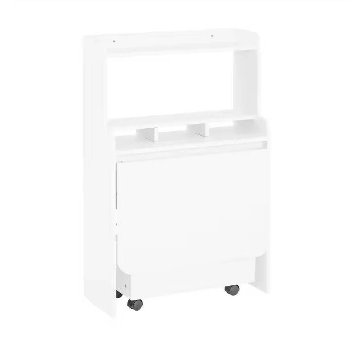 SoBuy Mesa Escritorio Plegable Mesa Plegable para Computadora con Estantes de Almacenamiento y 1 Baúl Mesa de Trabajo Blanco 64x62x98cm FWT105-W ES - 1