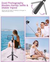 Palo Selfie Tripode para Movil, Palo para Selfie y trípode con Luz de Relleno para Smartphone, con Mando a Distancia Bluetooth, Palo para Selfie retráctil y plegable Ajustable de 19.5-100 cm, Soporte Giratorio de 360° para movil. - details 3