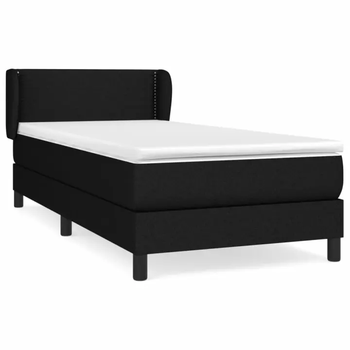 vidaXL Cama box spring con colchón tela negro 90x190 cm - 1