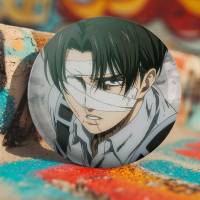 Broche De Anime Levi Ackerman Attack on Titan Badge Redondo Laser Accesorios Para Ropa Y Mochilas Material Metálico Estilo Moderno - details 10