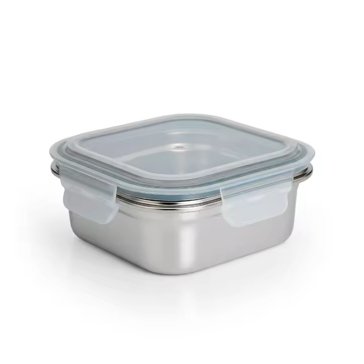 IBILI Keepklin - Recipiente Cuadrado de 0.5L en Acero Inoxidable Apto Microondas - 1