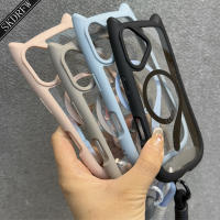 Funda De Teléfono Para iPhone Con Orejas De Gato Transparente Y Magnéticas De Acrílico Con Correa Para Muñeca Compatible Con Modelos 12 13 14 15 16 17 - details 0