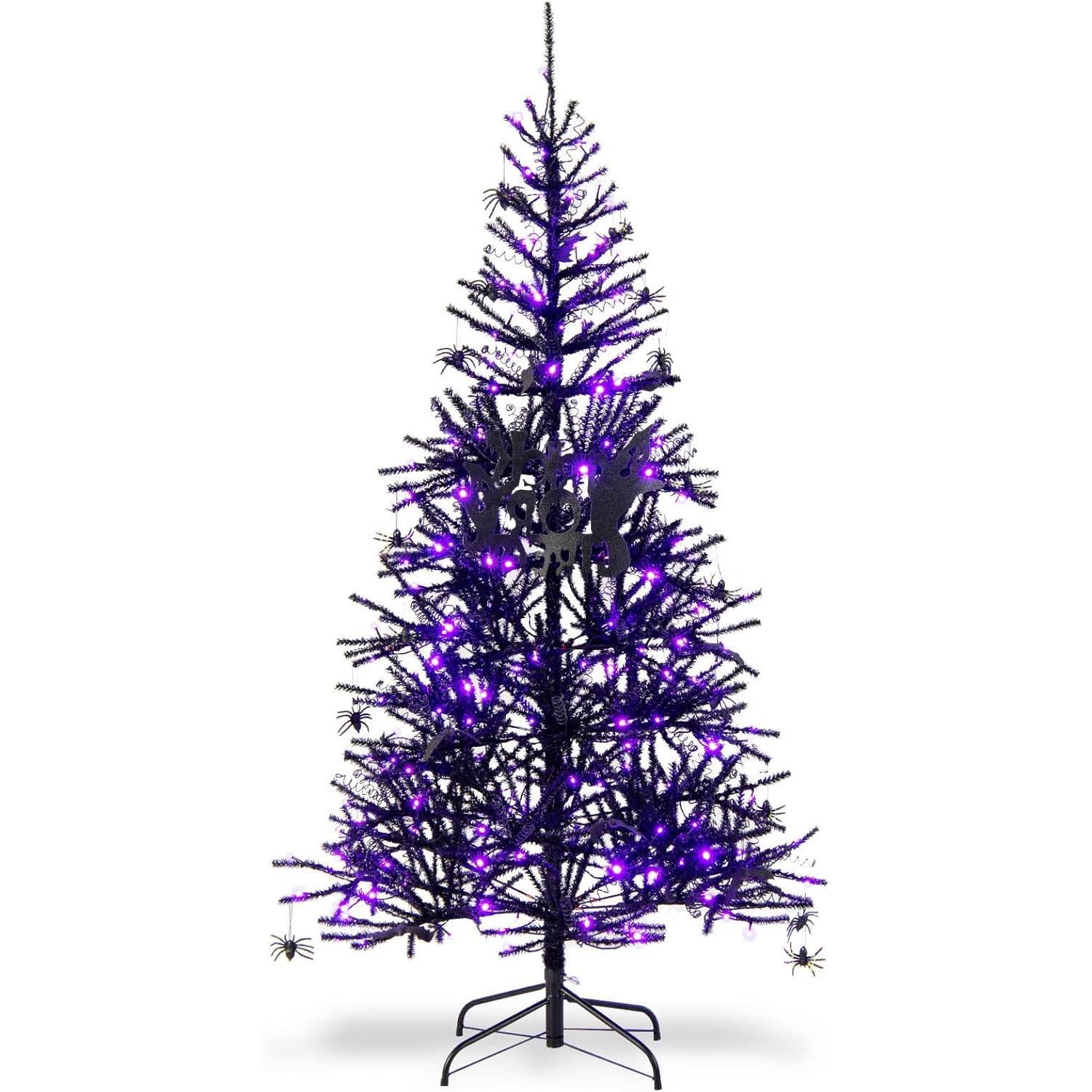 COSTWAY Árbol Artificial de Halloween, PVC, Negro, 180 cm