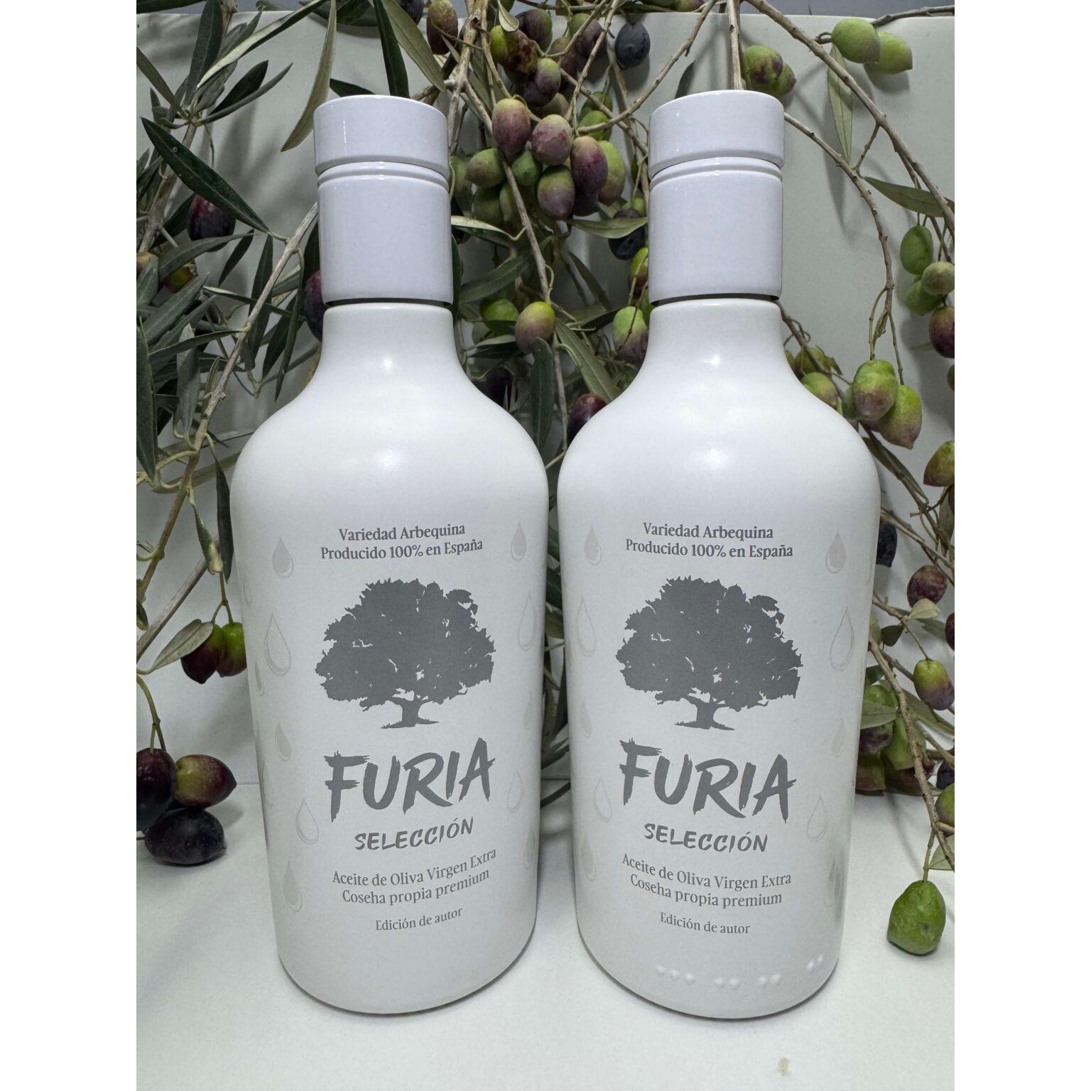 Pack de 2 botellas de Aceite de Oliva Virgen Extra Arbequina 500ml, Furia Selección