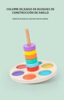 Juguete De Madera Para Educación Temprana Anillo Arcoíris Conciencia De Colores Entrenamiento De Coordinación Mano-ojo Y Clasificación De Columnas - details 2