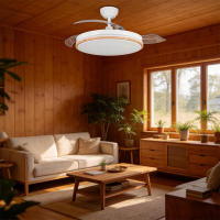 IOTOSTARK Ventilador de Techo con Luz LED Retráctil 106cm, 4 Aspas, Control por APP y Mando a Distancia, Potencia Total 66W, Temporizador, 6 Velocidades, 3 Temperaturas de Luz, Función Verano-Invierno, Silencioso, Negro IOTOSTARK-leduni - details 13