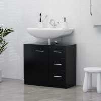 vidaXL Armario para lavabo contrachapada 63x30x54 cm en color Gris hormigón/Madera antigua/Blanco y más | almacenamiento funcional diseño moderno para baño dormitorio sala - details 6