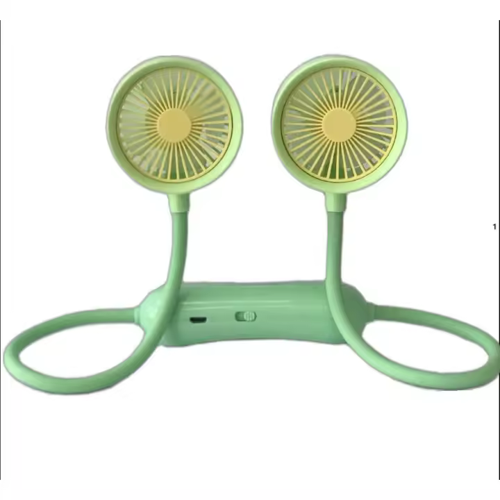 Mini Ventilador Portatil, Ventilador de cuello portátil de dos velocidades, banda para el cuello con refrigeración por aire de verano, diseño de doble turbo, Ventilador de cuello plegable con bateria lition para Viajes, Deporte, Oficina, Hogar - 1