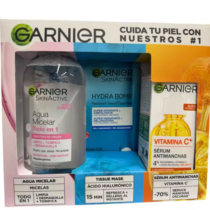 Garnier Skin Estuche Agua Micelar + Serum + Mascarilla Garnier Pack Agua Micelar 400 ml+ Serum Vitamina C 30 ml + Mascarilla Tissu Energizante - 1