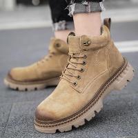Botas De Cuero De Alta Calidad Para Hombre Botines De Tobillo Casual Zapatillas De Trabajo Al Aire Libre Botas De Motocicleta De Estilo Callejero De Alta Top - details 3
