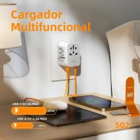 TESSAN Adaptador De Viaje Universal Con USB Y Tipo C Cargador De Pared Todoterreno Para Viaje En EU UK AUS Adaptador De Enchufe Estándar Con Protección Contra Sobrecargas - details 1