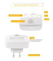 Lámpara Nocturna LED Con Sensor De Movimiento Para Cocina Dormitorio Pasillo Y Escaleras US EU Plug 3 Colores Temperatura - details 2