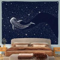 Tapiz De Pared VIKAMA Estilo Boho Aesthetic Oceánico De Ballena Y Delfín En Cielo Estrellado Para Decoración De Hogar Y Dormitorio Material Poliéster Impermeable Y Limpieza Fácil - details 2