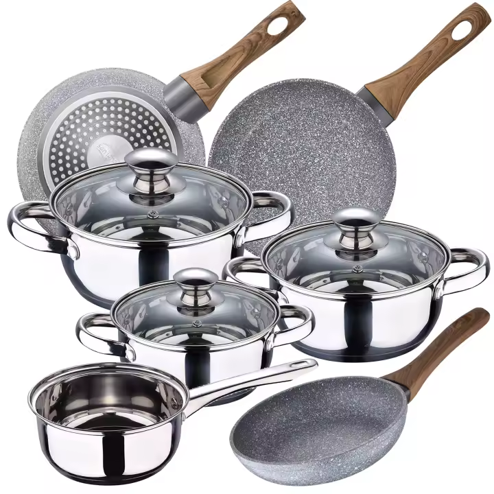 Batería de Cocina 7 Piezas San Ignacio Faro Acero Inoxidable y Sartenes Aluminio Forjado - 1