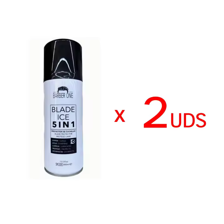 PROMO* 2unidad BARBERONE - UFAES BLADE ICE CLEANER 5 EN 1 SPRAY CUCHILLAS (ENFRÍA, LUBRICA PROTEGE, DESINFECTA Y PROLONGA EL AFILADO) 400ML - 1