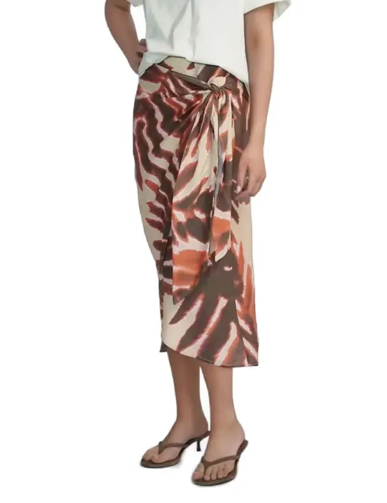 Falda midi Vila Alinia beige estampado para mujer - 1