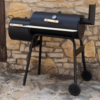 Aktive - Barbacoa de carbón con termómetro, metal, 116x61x106 cm, con sistema de ventilación y chimenea, 2 ruedas, fácil transporte, de exterior, para terraza, para balcón, bowl para líquidos, Bbq - details 1
