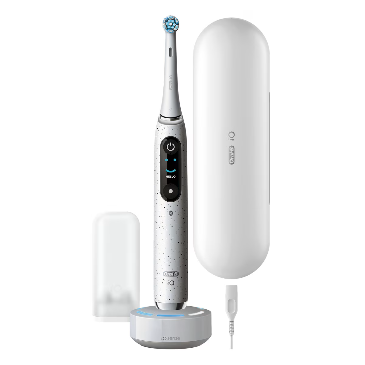 Oral-B iO 10 Edición Especial Negro Eléctrico y Blanco Polvo de Estrellas, Cepillo Eléctrico Premium con Estuche de Viaje Cargador, Producto Europeo con Garantía Oficial