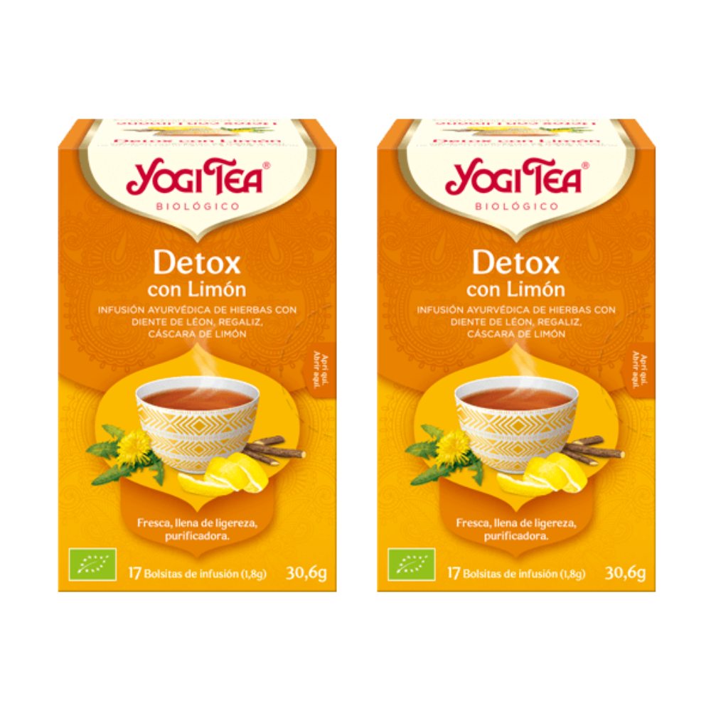 Té Detox con Limón Packs 2 Respiración para la relajación 17 bolsitas de infusión YogiTea