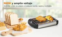 Tostadora eléctrica de 900W con calentamiento rápido, 4 ranuras, bandeja recogemigas de acero inoxidable, para cocina y hogar, tostar 4 panes una vez, temporizador mecánico variable, control de dorado, función stop, temporizador en sentido antihorario - details 0