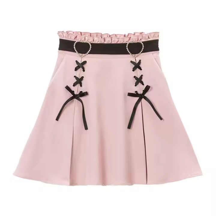 Falda A-Line Lolita Japonesa Talla Grande Cintura Alta Flared Midi Versátil Estilo Niña Suave Para Uso Diario Primavera/Verano Polyester - 1