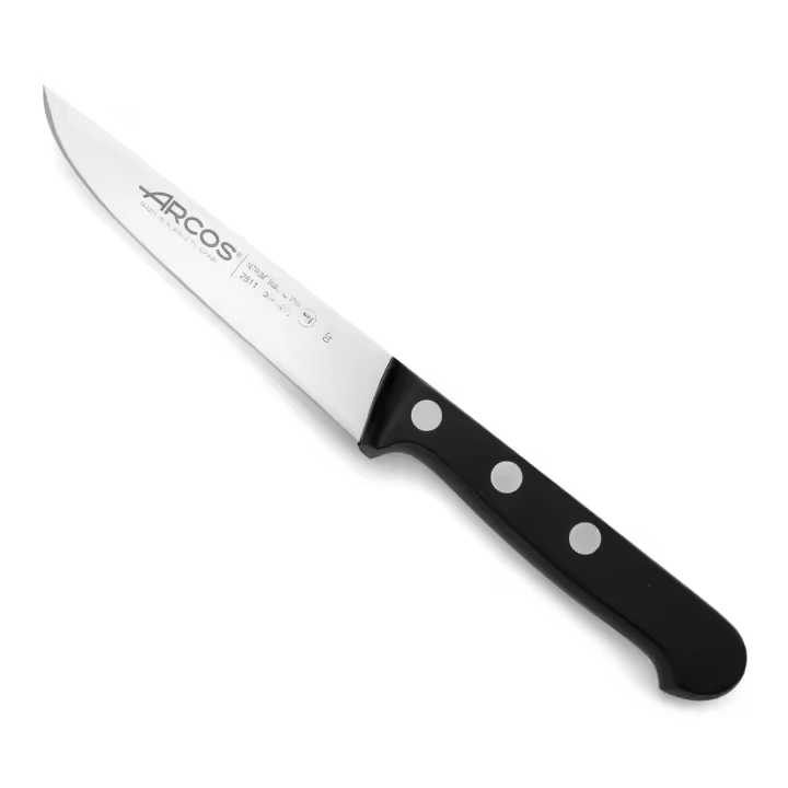 Arcos Cuchillo verduras Acero Inoxidable. Cuchillo profesional verduras para pelar frutas y verduras. Mango ergonómico polioximetileno y Hoja 100 mm. Serie Universal. Color negro. - 1