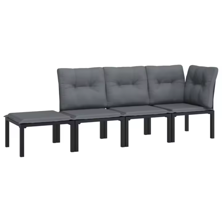 vidaXL Set de muebles de jardín 4 piezas ratán sintético negro y gris - 1